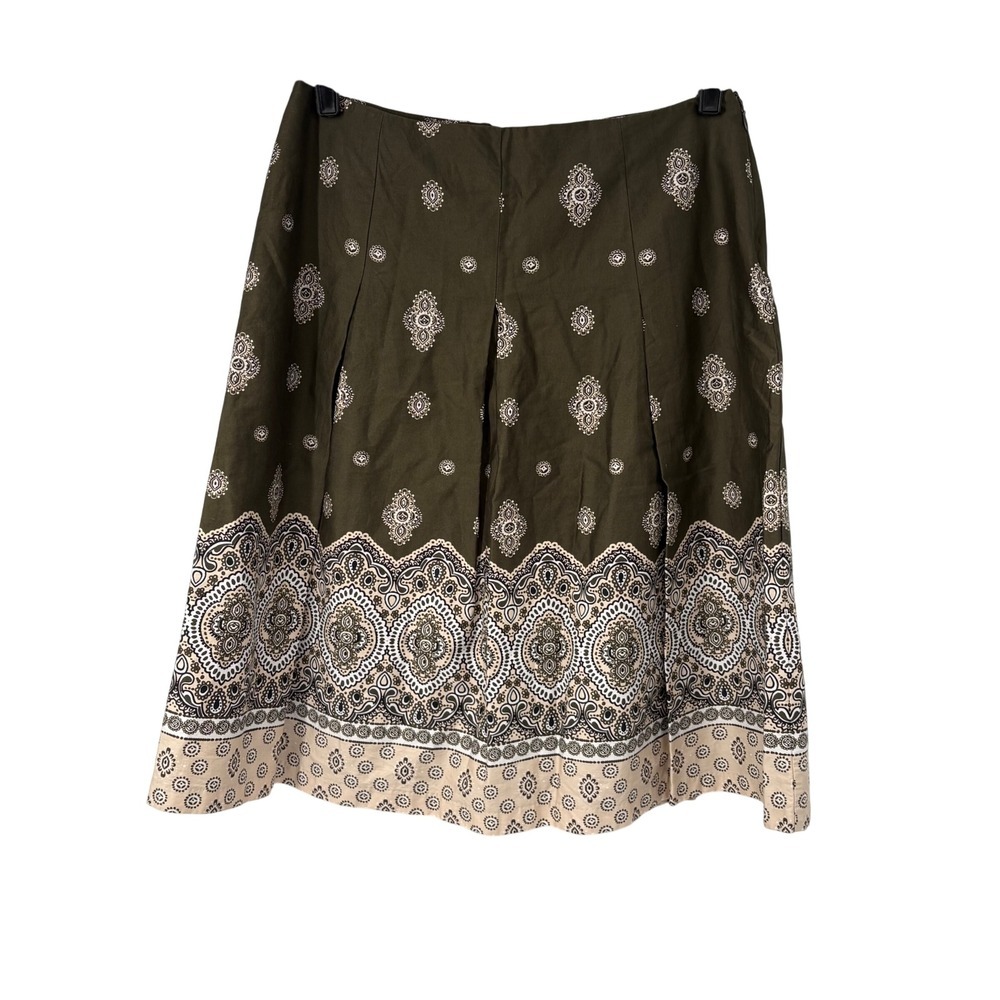 Charter Club Women's A-Line Knee Length Pleated Skirt Olive Green Size 6